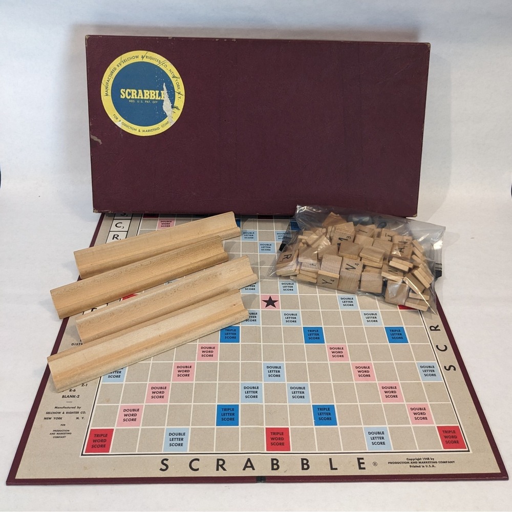 Scrabble Selchow & Righter Vintage (Board Game 1948-1953) Complete